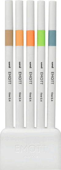 Uni Emott No.6 Nature Colors 5 darabos 0.4mm Tűfilc készlet - Vegyes színek