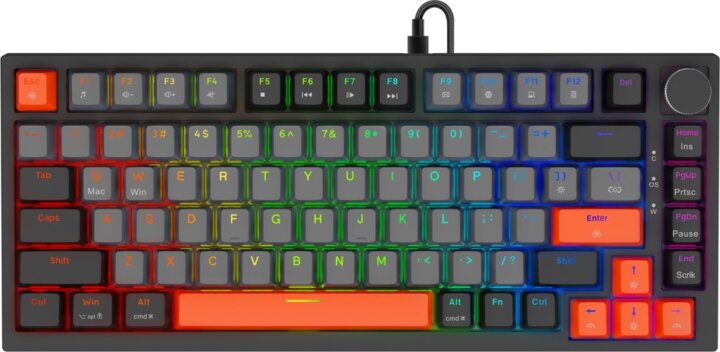 Savio Astral Black Jade 3 Colours Mechanikus USB TKL RGB Gaming Billentyűzet US - Fekete