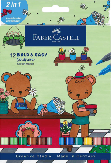 Faber Castell FC164815 Kétoldalú filctoll készlet - Vegyes színek (12 db / csomag)