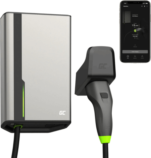 Green Cell GC-EVGC021A2275 Elektromos autó fali töltő - Szürke (22kW - 32A / 7,5m Type-2)