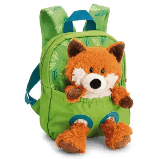 Nici 62692 Hátizsák róka plüssel 25 cm - Zöld