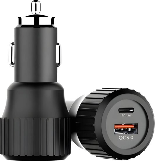 Choetec TC0010 12V USB-C (PD) / USB-A Autós Gyorstöltő 63W - Fekete