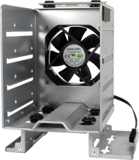 Inter-Tech ER-47045-1 4x3,5″ + 1x2,5″ HDD/SSD Beépítő Keret Integrált 80mm Ventilátorral