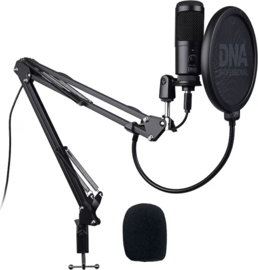 DNA CM USB Kit Podcast készlet (Studio kondenzátor Mikrofon + Állvány) - Fekete