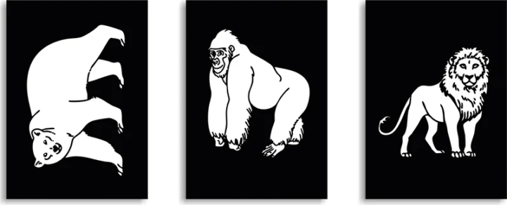 Kidywolf Illuminated 3 részes világító faldekoráció készlet - Vadállatok