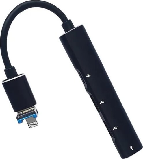 BLACKBIRD USB3.0 / Lightning HUB (2x USB-A + 1x USB-C + 1x Lightning) - Fekete