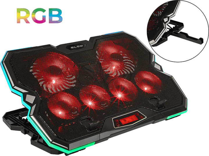 BLOW 6 FAN VORTEX RGB Laptop hűtőPad - Fekete