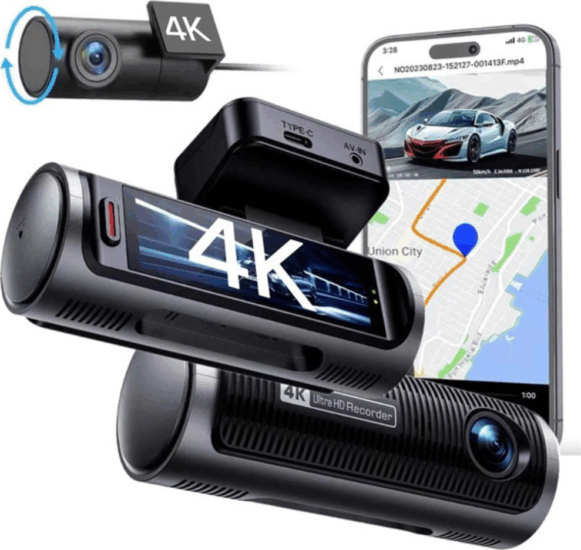 BlackBird L60 IPS 4K+4K Wifi Autós Menetrögzítő kamera - Fekete