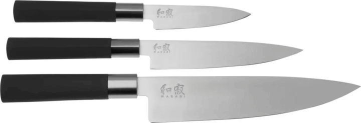 KAI 67S-300 Wasabi Rozsdamentes acél késkészlet 3 darabos - Fekete