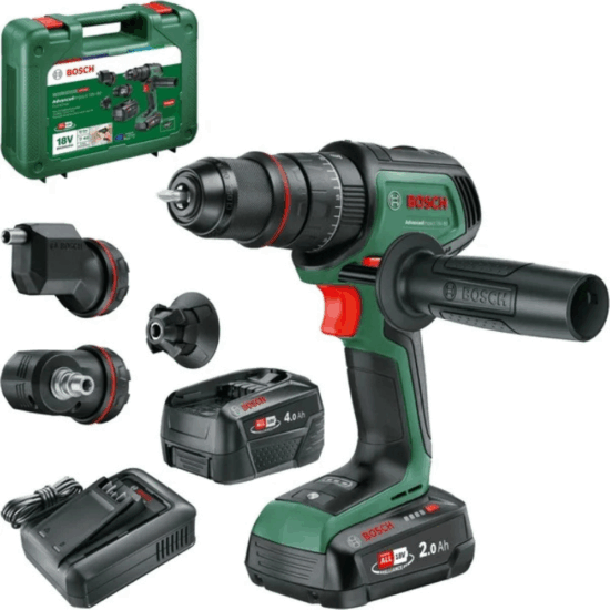 Bosch AdvancedImpact 18V-80 QuickSnap Akkus ütvefúró-csavarozó Adapterekkel + 2x 2Ah Akkumulátor + Koffer