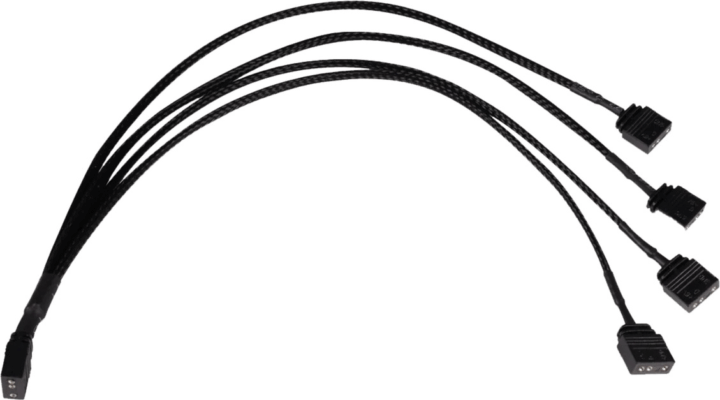 Alphacool 18711 aRGB 3-Pin anya - 4x 3-Pin anya Elosztókábel 30cm - Fekete