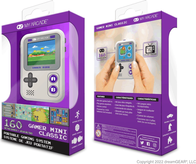 dreamGear My Arcade Gamer Mini Classic Hordozható Retro Játékkonzol - Szürke/Lila