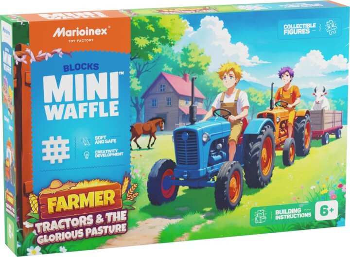Marionex Mini Waffle 110 darabos Farmerek traktorral építőjáték készlet Marionex Mini Waffle 110 darabos Farmerek traktorral építőjáték készlet