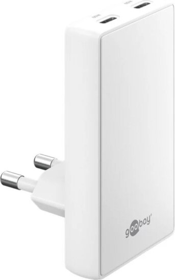 Goobay 75726 2x USB-C 90° Hálózati Gyorstöltő Adapter 65W - Fehér