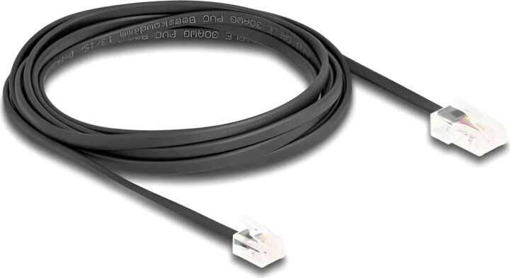 Delock 88037 RJ-45 apa - RJ-11 apa Telefon Kábel 3m - Fekete