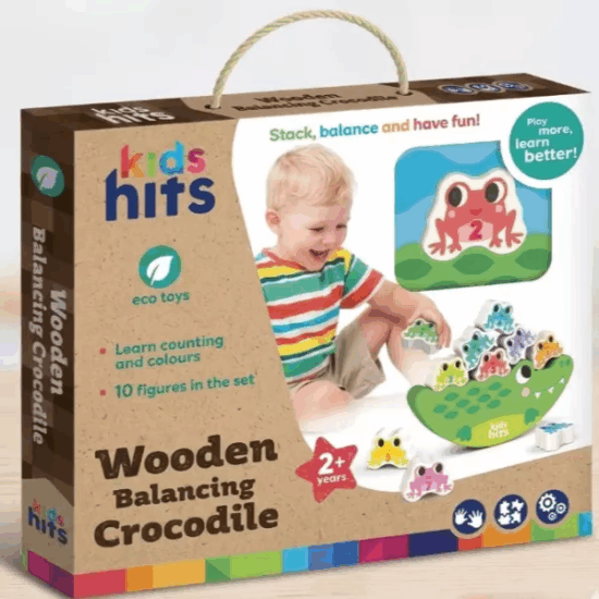 Kids Hits Fa egyensúlyozó krokodil készségfejlesztő bébijáték