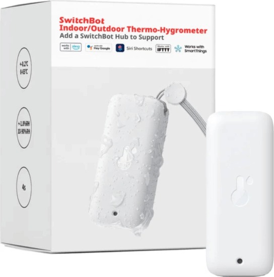 SwitchBot W3400010 Vízálló Wifi Okos hőmérő és páratartalom érzékelő - Fehér