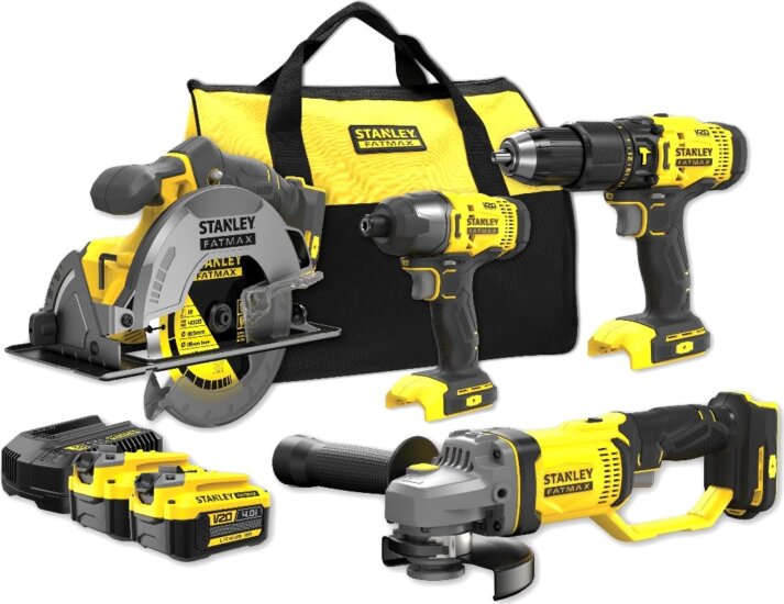 Stanley SFMCK469M2 Fatmax Akkus Barkácsgép készlet Hordtáskában + 2x 4Ah Akku (4 db gép / csomag)