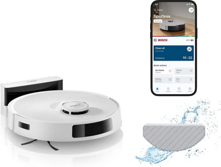 Bosch BCRC2W Smart Robotporszívó felmosó funkcióval - Fehér