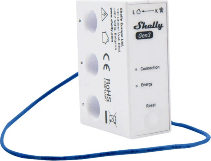 Shelly 3EM-63T Gen3 Háromfázisú okos energiamérő eszköz elosztószekrénybe