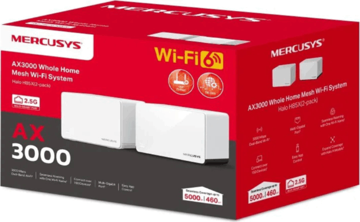 Mercusys HaloH85X Dual Band 574 / 2402 Mbps WiFi 6 beltéri Mesh rendszer (2-db)