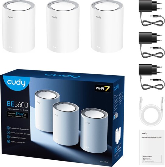 Cudy M3600 Mesh WiFi 7 Router rendszer (3 db)