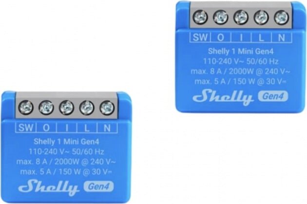 Shelly 1 Mini Gen4 Zigbee Bluetooth Wi-Fi Okos relé (2 db / csomag)
