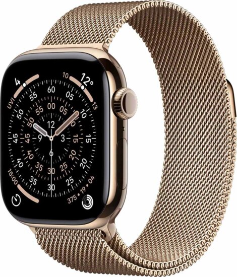 Apple Watch Series 11 42mm Cellular Okosóra S/M Milánói Titán szíjjal - Titán / Arany