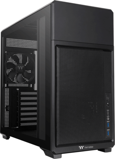 Thermaltake TR300 TG Midi Torony Számítógépház + 1db 120mm ventilátor - Fekete