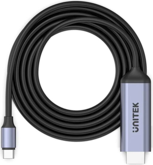 Unitek V1423BGY01 USB-C apa - HDMI apa HDR10+ Átalakító Adapter 1.8m - Fekete/Ezüst