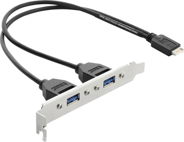 DeLOCK 67346 USB Type-E - 2x USB 3.0 Type-A hátlapi USB Bővítő