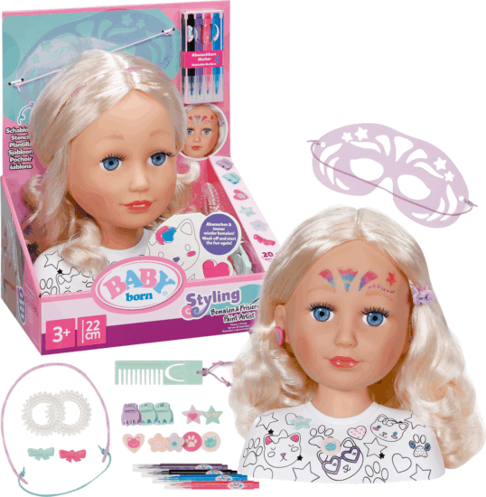 Zapf Creation BABY born smink és hajformázó fej 22cm