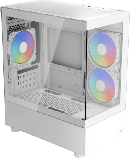 Aerocool Viewport Mini-G-WT-v4 ARGB Mini Torony Számítógépház + 3db 120mm ventilátor - Fehér