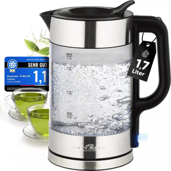 Proficook PC-WKS 1322 Vízforraló 1.7L 2200 Watt - Átlátszó / Fekete