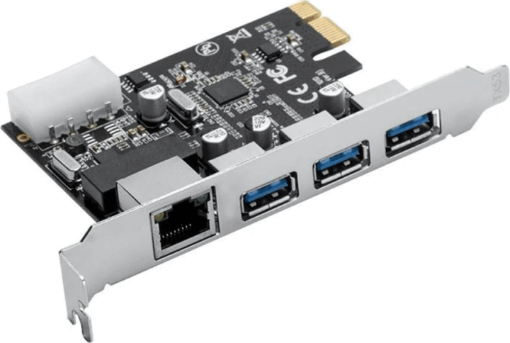 Orico PNU-3A1R-BK-BP 3x USB 3.0 / 1x RJ45 PCIe Hálózati kártya
