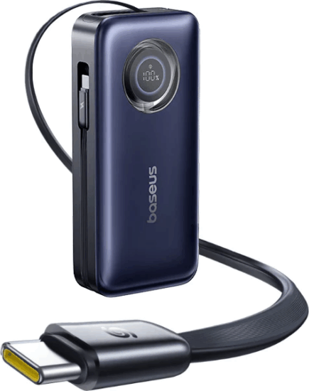 Baseus EnerCore CR11 Powerbank integrált kábellel 2 x USB Type- C 20000mAh 100W - Fekete