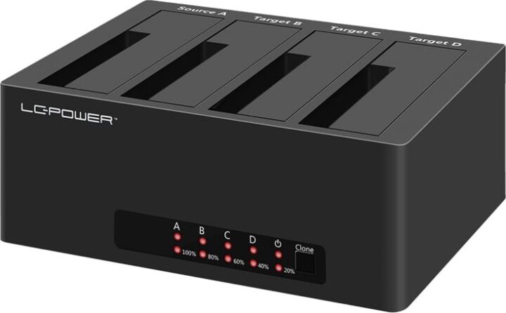 LC‑Power LC‑DOCK‑U3‑4B‑V2 4‑rekeszes HDD/SSD Dokkoló Állomás (USB 3.2 Gen 1x1 - SATA)