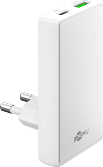 Goobay 75724 USB-C / USB-A 90° Hálózati Gyorstöltő 65W - Fehér