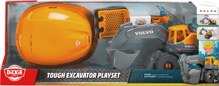 Dickie Volvo Tought Excavator Kotrógép sisakkal játékszett