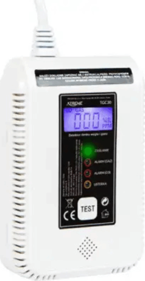 Xtreme TGC30 WiFi Tuya Szén-monoxid- és gázérzékelő kijelzővel - Fehér