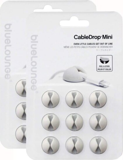 Bluelounge CableDrop Mini Kábelvezető csipesz (9 db/csomag) - Fehér