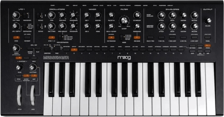 MOOG Messenger Monofónikus Analóg 32 billentyűs szintetizátor - Fekete