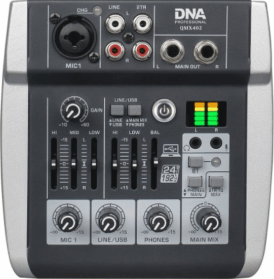 DNA Professional QMX402 3 Csatornás Analóg Keverőpult Mixer - Fekete / Szürke
