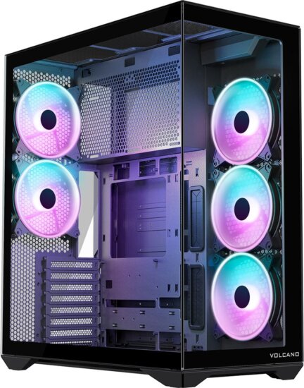 MODECOM Volcano SPACE XL ARGB FULL TOWER 5F Számítógépház + 6db 120mm ventilátor - Fekete