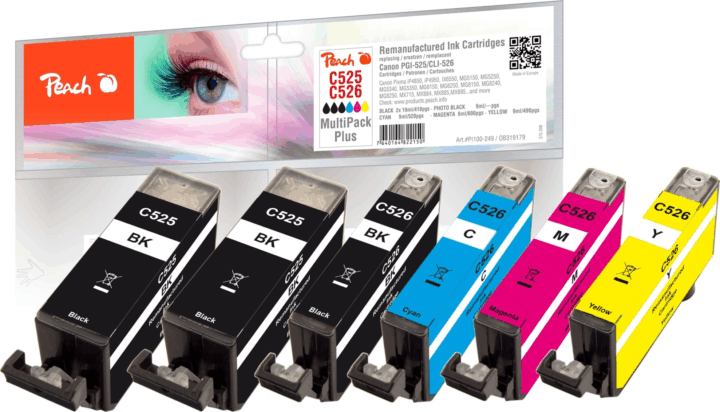 Peach (Canon PGI-525) Utángyártott tintapatron készlet - Tri-color + Fekete
