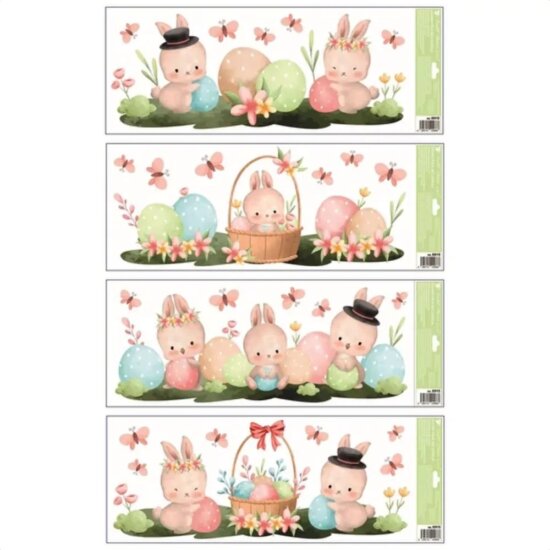 Húsvéti nyuszi mintás ablakmatrica dekoráció 22 x 60 cm - Többféle