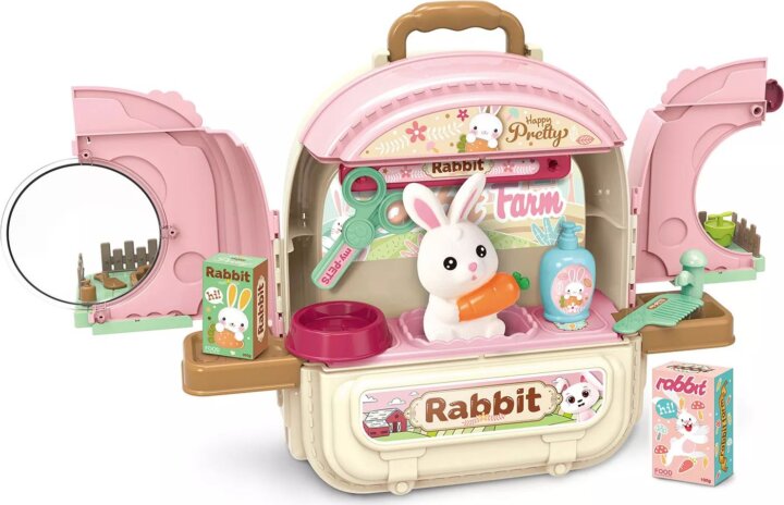 Nyuszikozmetika és kisállatfarm figurákkal 3 az 1-ben Játékszett