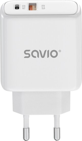 Savio LA-12 USB-A / USB-C Hálózati Töltő Adapter 20W - Fehér