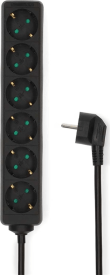 Nedis ESOC630F1BK Túlfeszültség védő elosztó 6 aljzatos 3m - Fekete