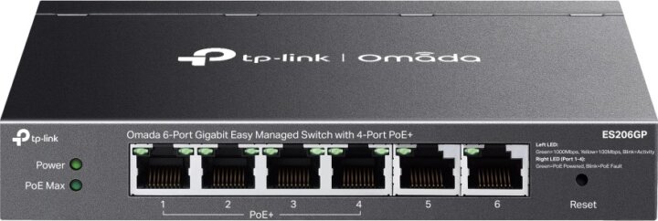 TP-Link ES206GP Omada Smart Managed 6-port Gigabit PoE+ Asztali Switch